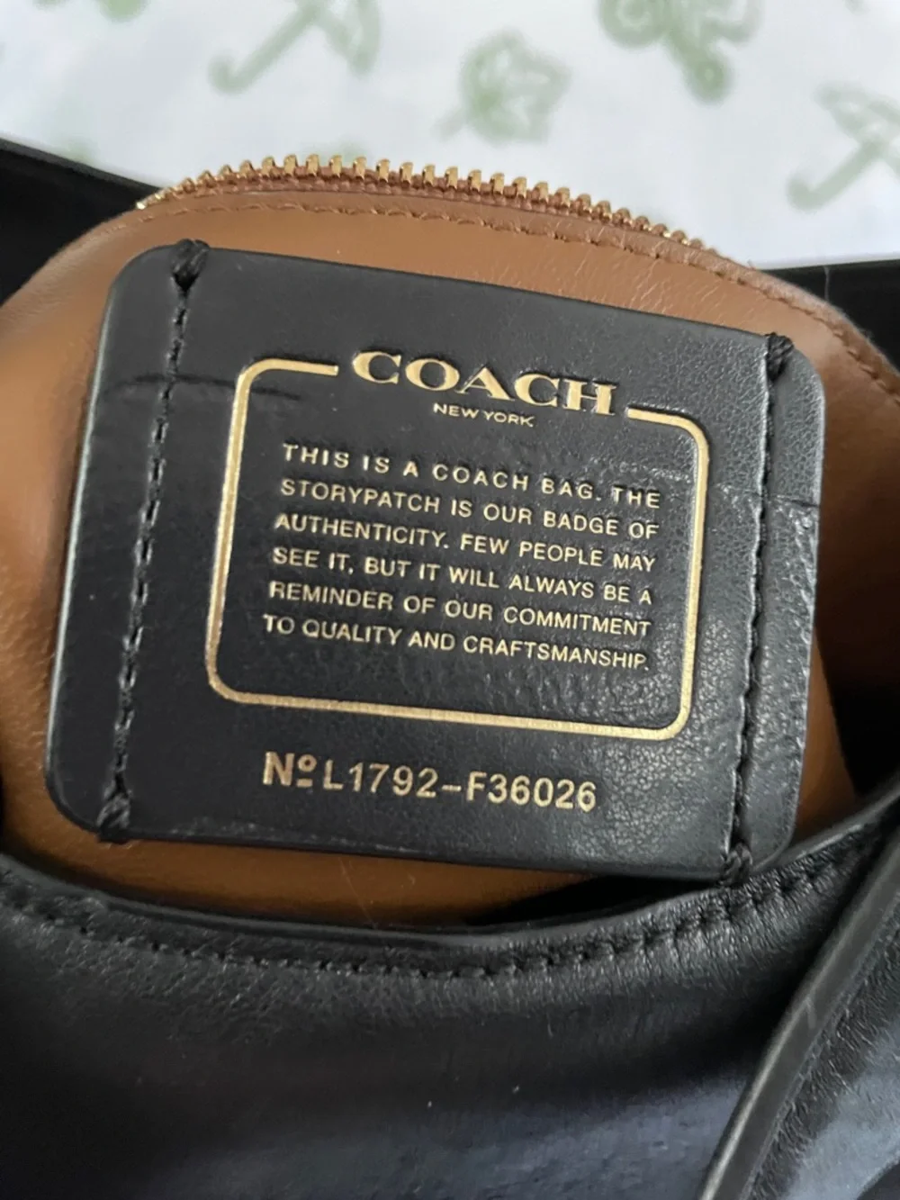 Coach Black Leather Shoulder Bag with Gold Accents / like new - Picture 5 of 6